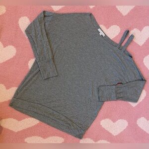 Don’t Ask Why Grey Long Sleeve Off Shoulder Top